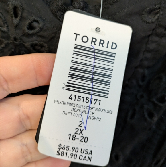 New with tags! Torrid Black Eyelet Puff-Sleeve Top - Picture 4 of 14